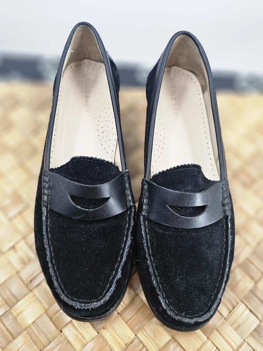 Cole Haan Penny Loafers Black Suede Size 8